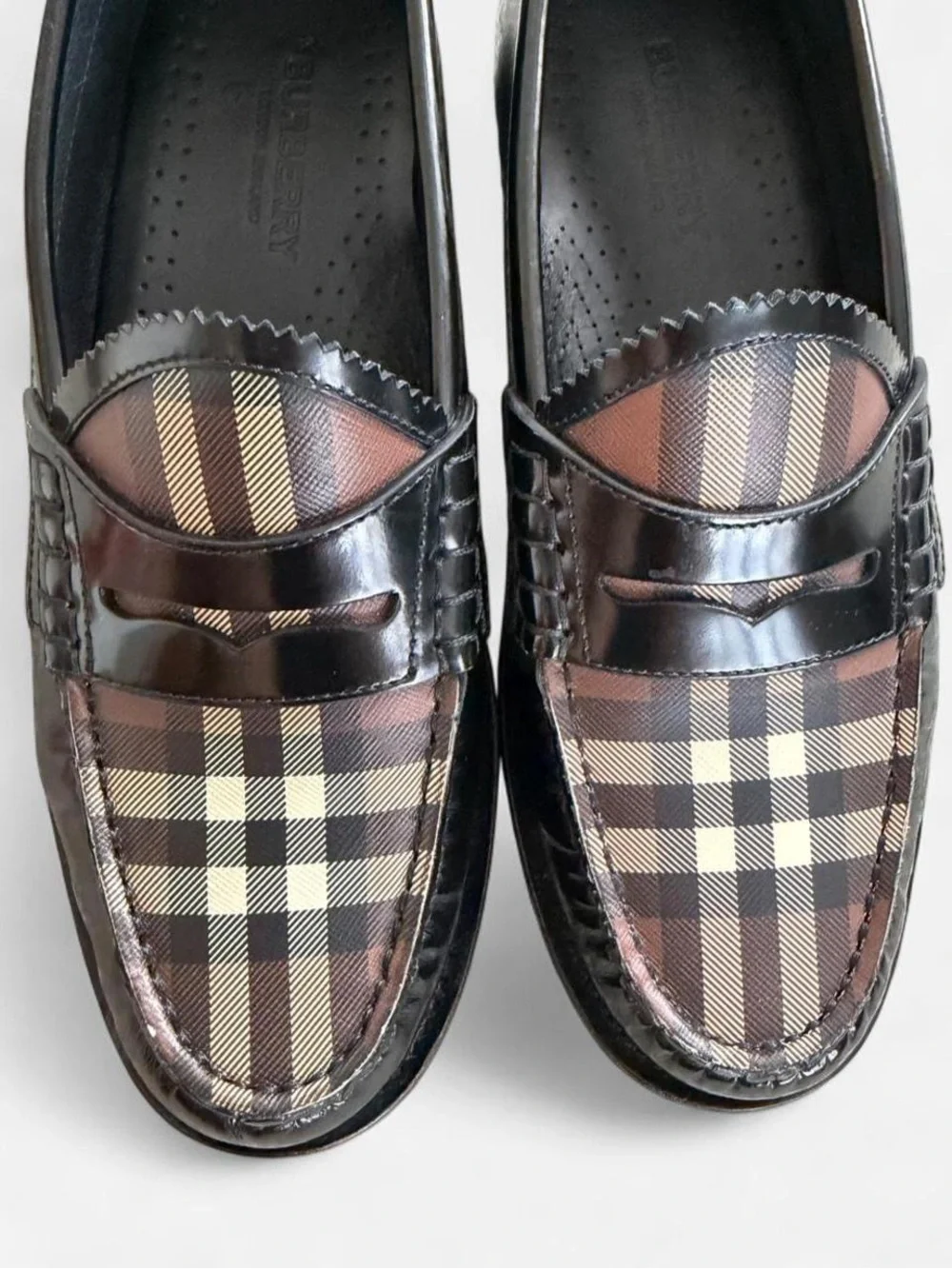 EUC BURBERRY Shane Check Penny Loafers